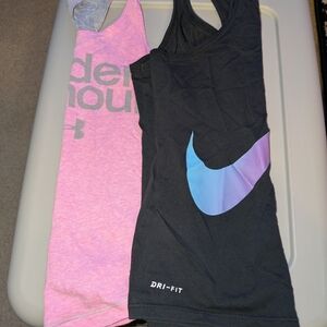 Set Of 2 Under Armour And Nike Tank Tops Athletic Racerback